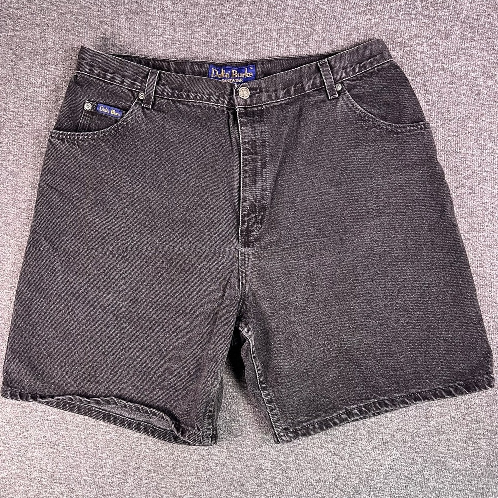 Vintage 90s Delta Burke Shorts Womens 18W Black Blues‎ Denim Jean Fit35x8 USA